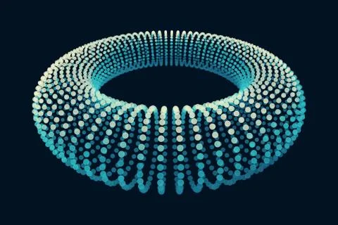 Torus. Connection Structure. Torus Shape Wireframe. Cyberspace Grid. Glowing Stock Illustration