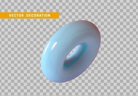Torus isolated with blue color gradient. 3d objects, Round ring tor shape. ve Stock Illustration