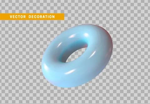 Torus isolated with blue color gradient. 3d objects, Round ring tor shape. ve Stock Illustration