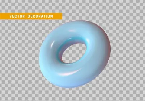 Torus isolated with blue color gradient. 3d objects, Round ring tor shape. ve Illustrazione stock