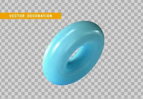 Torus isolated with blue color gradient. 3d objects, Round ring tor shape. ve Stock Illustration