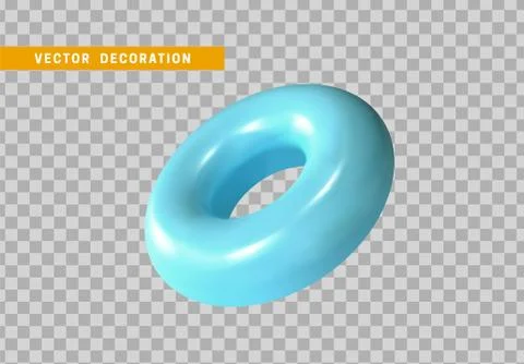 Torus isolated with blue color gradient. 3d objects, Round ring tor shape. ve Stock Illustration
