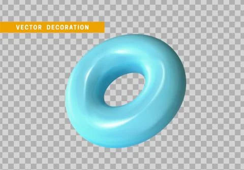 Torus isolated with blue color gradient. 3d objects, Round ring tor shape. ve Stock Illustration
