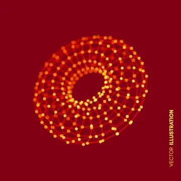 Torus. Object with connected lines and dots. Molecular grid. Technology style Stock Illustration