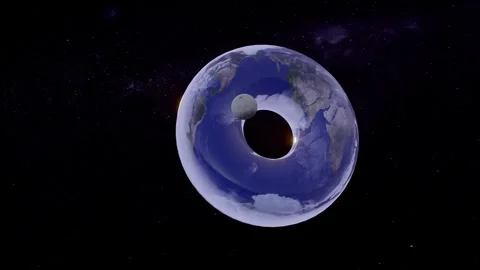 A torus or donut shape earth on the outer space illustration Stock Footage 259182822