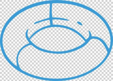 Torus ring is being shown floating on transparent background in flat outline, Illustrazione stock