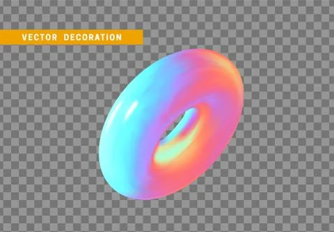 Torus, simple 3d shape isolated on transparent background. Stock Illustration