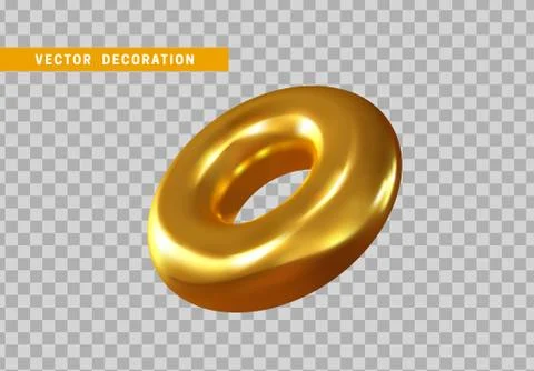 Torus, simple 3d shape isolated on transparent background. Stock Illustration