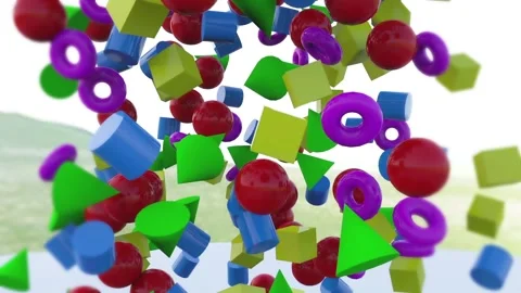 Torus square triangle sphere particle animation Stock Footage 145864104