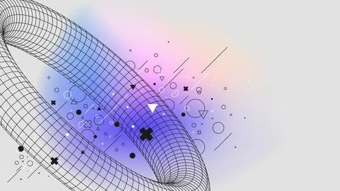 Torus vaporwave abstract gradient background mathematic 3d structure physical Stock Illustration