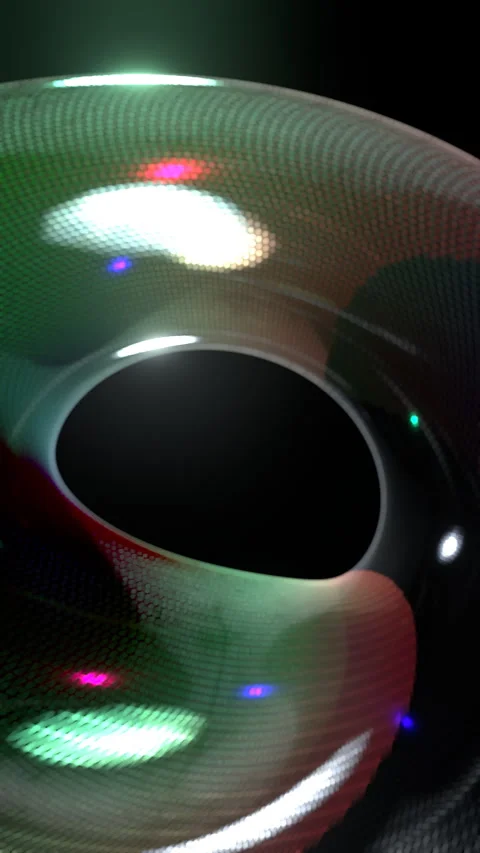 Torus Vortex Spiral Ring: 3D Abstract Wireframe Loop (4K Vertical 9:16) Stock Footage 335736255