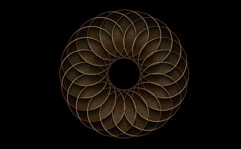 Torus Yantra, Gold flower sacred geometry circles element. Golden Logo Mandala Stock Illustration