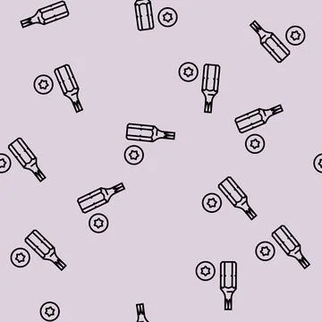 Torx drive screwdriver bit line seamless pattern Stock Illustration