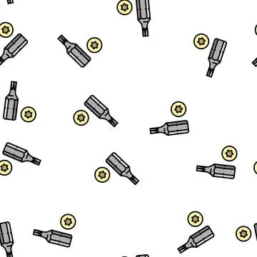 Torx drive screwdriver bit vector seamless pattern Stock Illustration