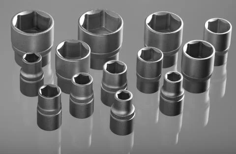 Torx socket set isolated on grey Stock Photos