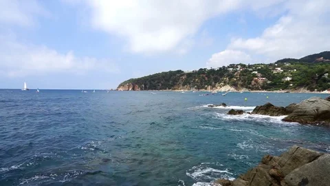 Tossa de Mar view from sea, Costa Brava, Spain. Stock Footage 77634924