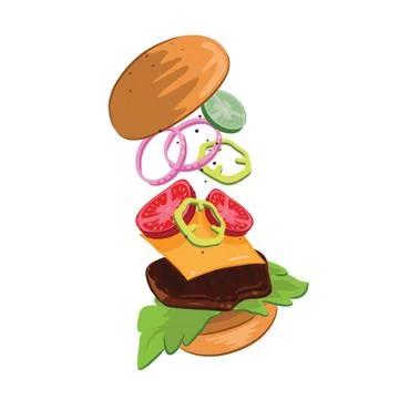 Tossed cheeseburger Illustrazione stock