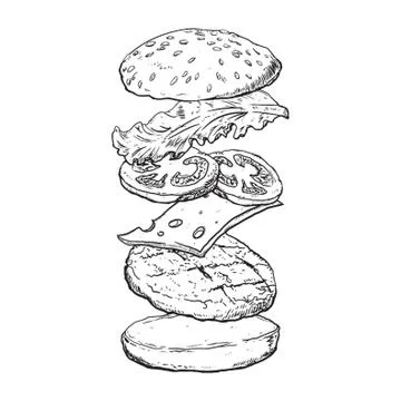 Tossed cheeseburger Illustrazione stock