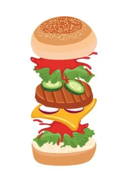 Tossed cheeseburger Illustrazione stock