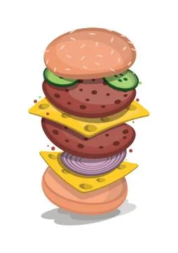 Tossed cheeseburger Illustrazione stock