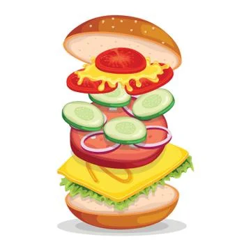 Tossed cheeseburger Illustrazione stock