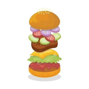 Tossed cheeseburger Illustrazione stock