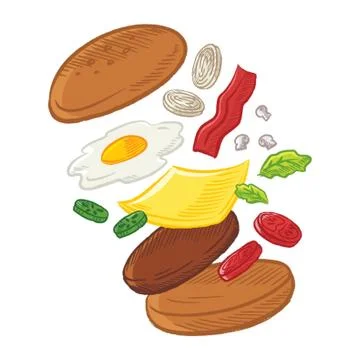 Tossed cheeseburger Illustrazione stock