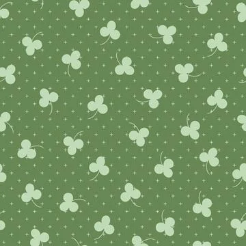 Tossed Green Clovers Seamless Pattern Background Print Stock Illustration
