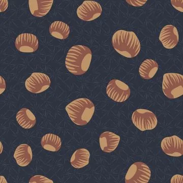 Tossed hazelnuts seamless vector pattern 스톡 일러스트