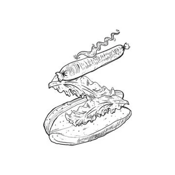 Tossed hotdog Illustrazione stock
