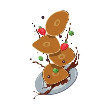 Tossed pancakes Stock Illustration