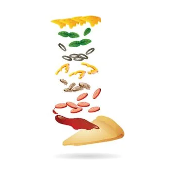 Tossed pizza Illustrazione stock