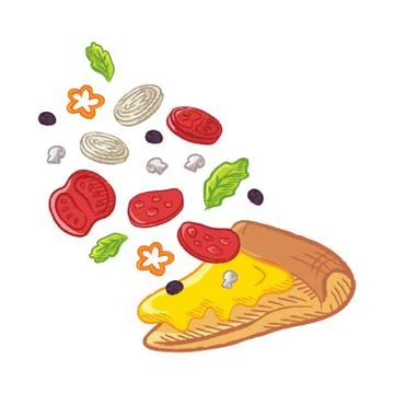 Tossed pizza slice Illustrazione stock