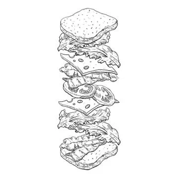 Tossed sandwich Stock Illustration