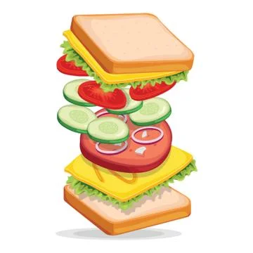 Tossed sandwich Illustrazione stock