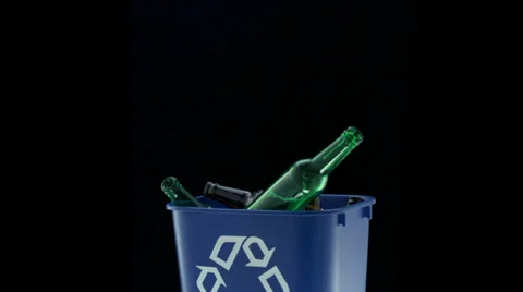 Tossing empty glass bottle into trash can, Slow Motion Stock Footage 31819447