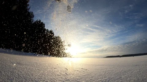 Tossing snow. Snowflakes Fall Stock Footage 101613234