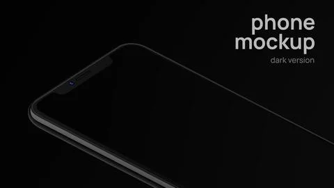 Total Black Advertisement Banner with Editable Smartphone Screen. Dark Mockup Stock Illustration