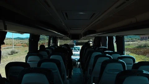 Total Bus Interior Driving Countryside Stock Footage 100636623
