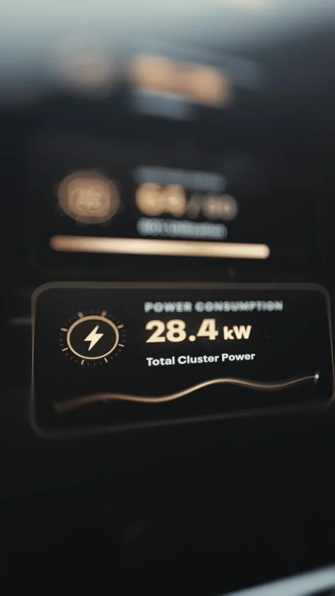 Total Cluster Power Consumption Of 28.4 Kilowatts 4K Stock Footage 341335920