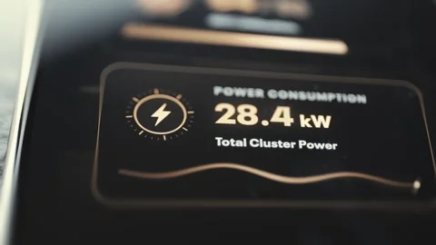 Total Cluster Power Consumption Card At 28.4 Kilowatts 4K Stock Footage 341335260