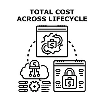 Total cost across lifecycle management vector illustration Stock Illustration