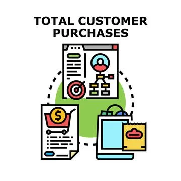Total customer purchases business analytics and sales management Stock Illustration