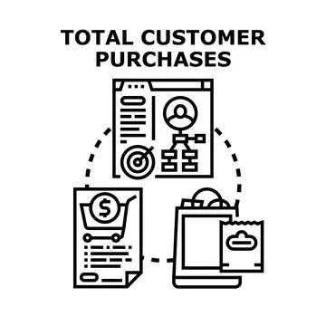 Total customer purchases business analytics and sales management Stock Illustration