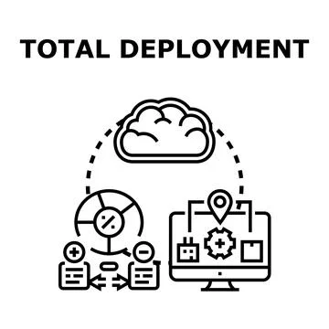 Total deployment of cloud computing applications and services Stock Illustration