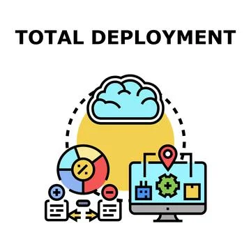 Total deployment of cloud computing applications and services Stock Illustration