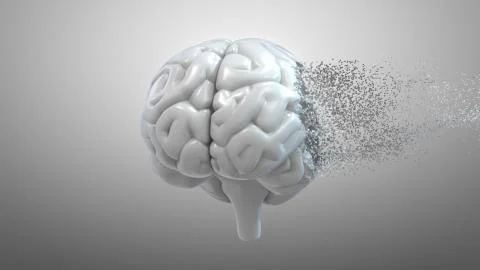 Total disintegration of a human brain. Mental health disorder related conceptual Stock Illustration