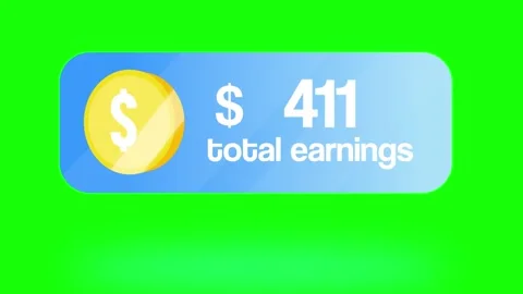 Total Earnings Dashboard UI With Dollar Coin Icon On Green Screen Stock Footage 315503495
