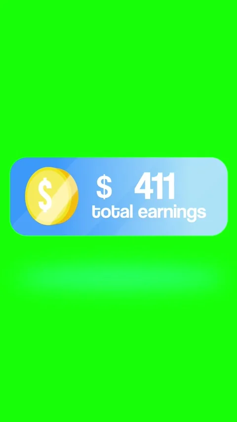 Total Earnings Dashboard UI With Dollar Coin Icon On Vertical Green Stock Footage 315503542