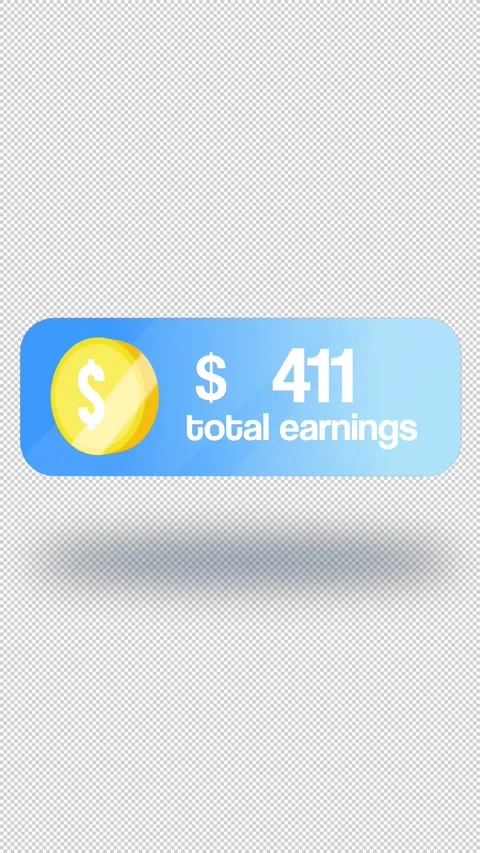Total Earnings Dashboard UI With Dollar Coin Icon Vertical Alpha Stock Footage 315503556